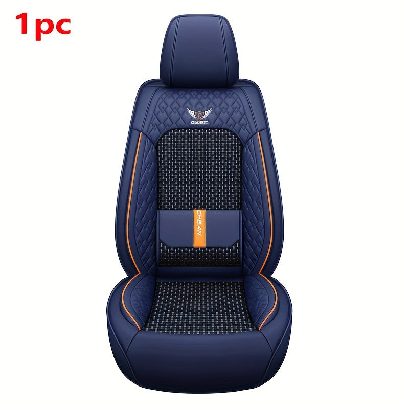 1pc Universal Fit Faux Leather Car Seat Covers, Full Set for 5 Seats, All-Season, Sponge Filled, Hand Washable/Dry Clean, Compatible with 95% of Five-Seater Vehicles.