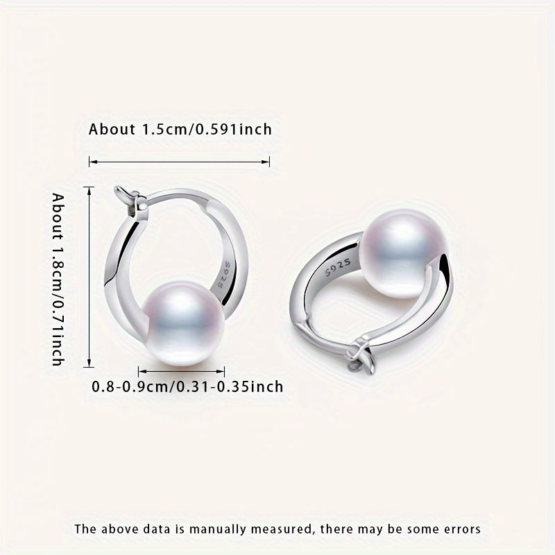 Stylish and Timeless Freshwater Pearl Hoop Earrings for Women, featuring 8-9mm Natural Gemstones on S925 Silver Posts, Perfect for June Birthdays or Any Occasion - Suitable for Daily Wear or Gifting, Versatile for All Seasons - Presented in a Beautiful