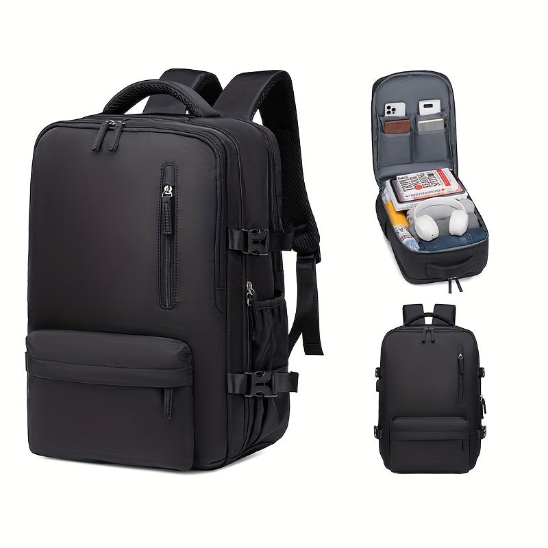 Travel backpack with shoe compartment, laptop compatible up to 39.62cm, softshell, TSA-approved, made of polyester with laptop backpack design.