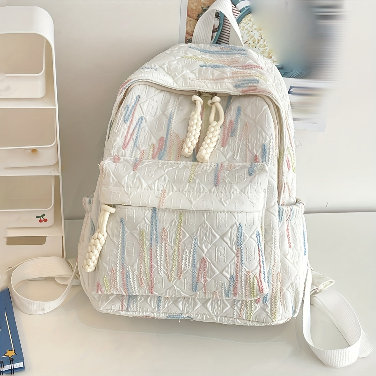 Nylon backpack for students, suitable for school, college, and outings. Ideal for teen girls, women, and college students. Perfect for back to school and travel.