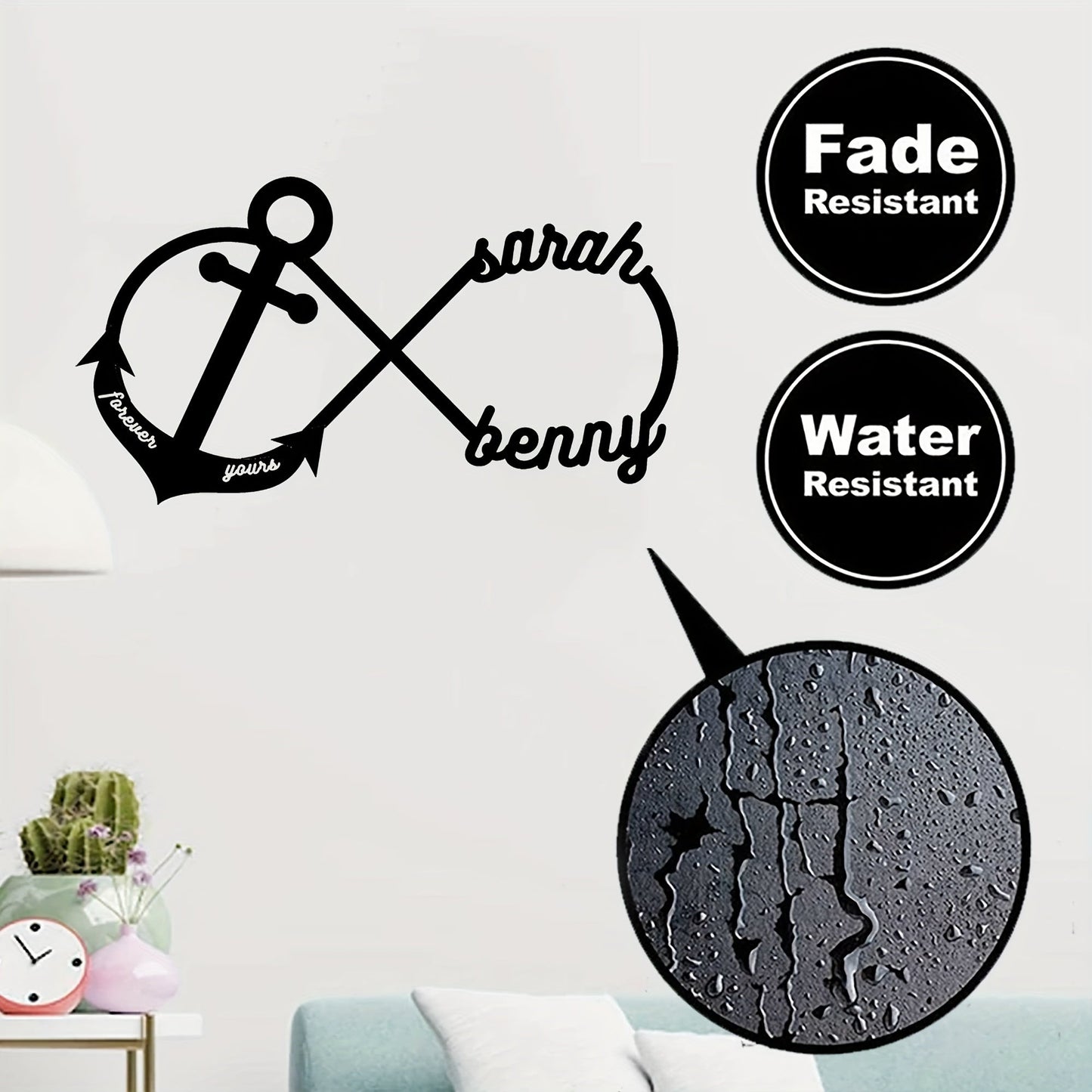 Customized Infinity Anchor Metal Sign - Personalized with Name, Durable for Outdoor Use - Great for Valentine's Day and Wedding presents