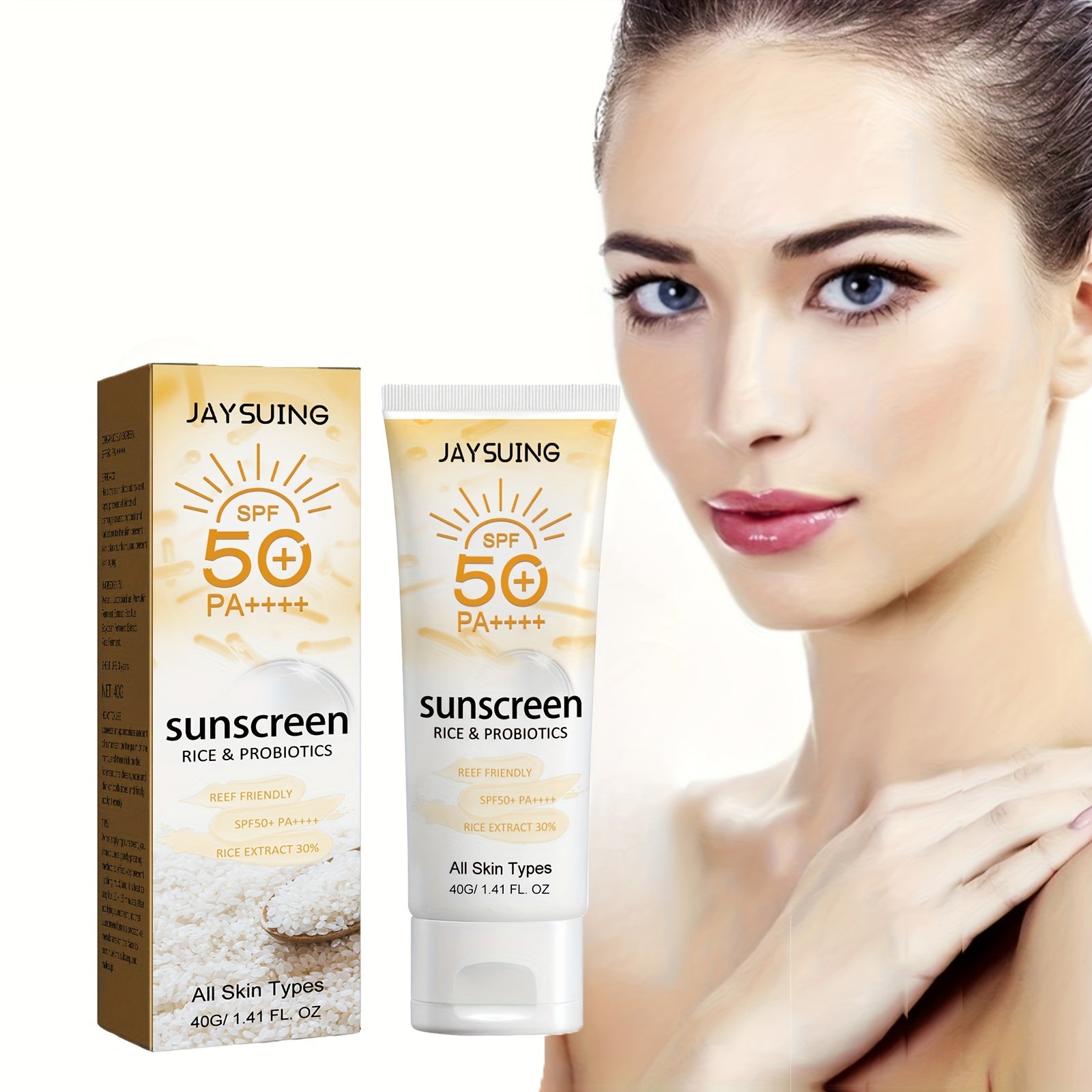 SPF50+ PA++++ Rice & Probiotics Sunscreen Cream, 40g/1.41fl.oz, Lightweight, Non-Greasy Sun Protection for Face & Body, Hydrating & Suitable for All Skin Types.