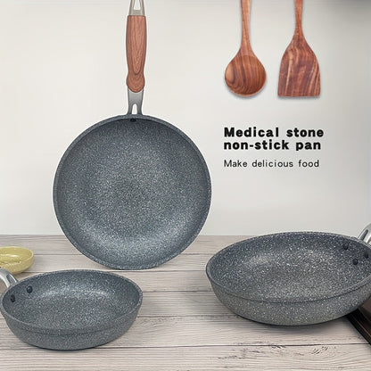 Set of 3 Non-Stick Frying Pans - Simple to Clean, Suitable for Induction & Gas Stoves, Ideal for Cooking Steak, Eggs, and Salads - Must-Have for the Kitchen