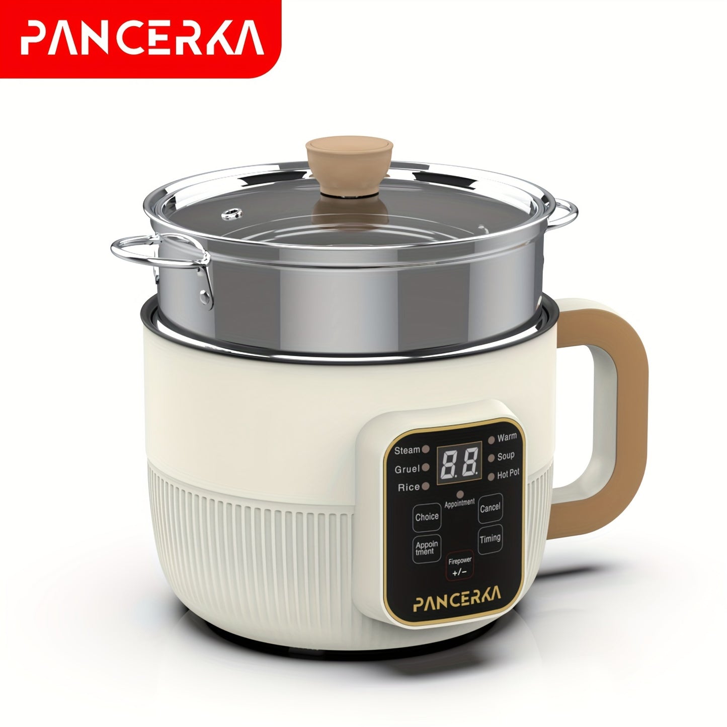 1 Electric Cooker, 1.0L Non-Stick Steamer with Mechanical Buttons, 220-240V, European Standard Plug, No Battery Needed