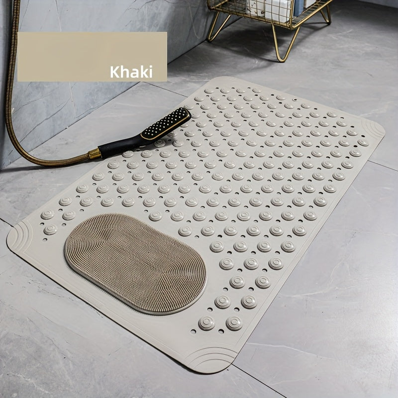 Non-slip light blue PVC bath mat with massage nubs for shower and bathroom safety, dot pattern, 0.8cm thick, 2600g/m²