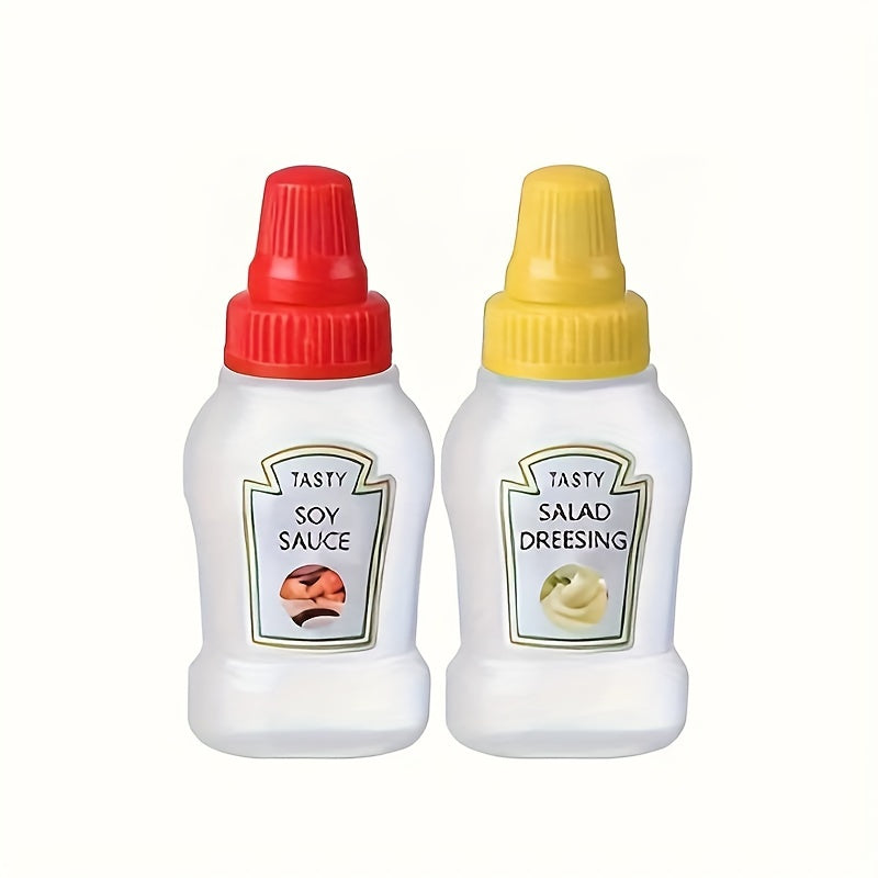 4 ta mini ketchup shishasi, har biri 25ml, harakatda foydalanish uchun ziravorlar. BPA dan xoli, ko'chma va qayta ishlatiladigan.