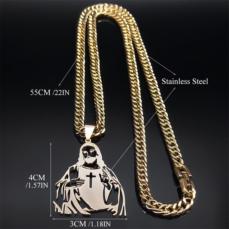 Men and women can rock the hip hop religious symbol cross pendant necklace, featuring 18K golden plated stainless steel. This piece is made without any mosaic material, perfect for everyday fashion. It also makes a great Thanksgiving gift and can be worn