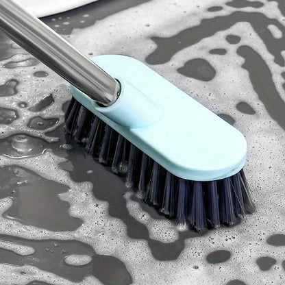 Single piece Floor Scrub Brush featuring a Long Handle, Durable Hard Bristles, made from Plastic Material, Perfect for Cleaning Bathroom and Carpets