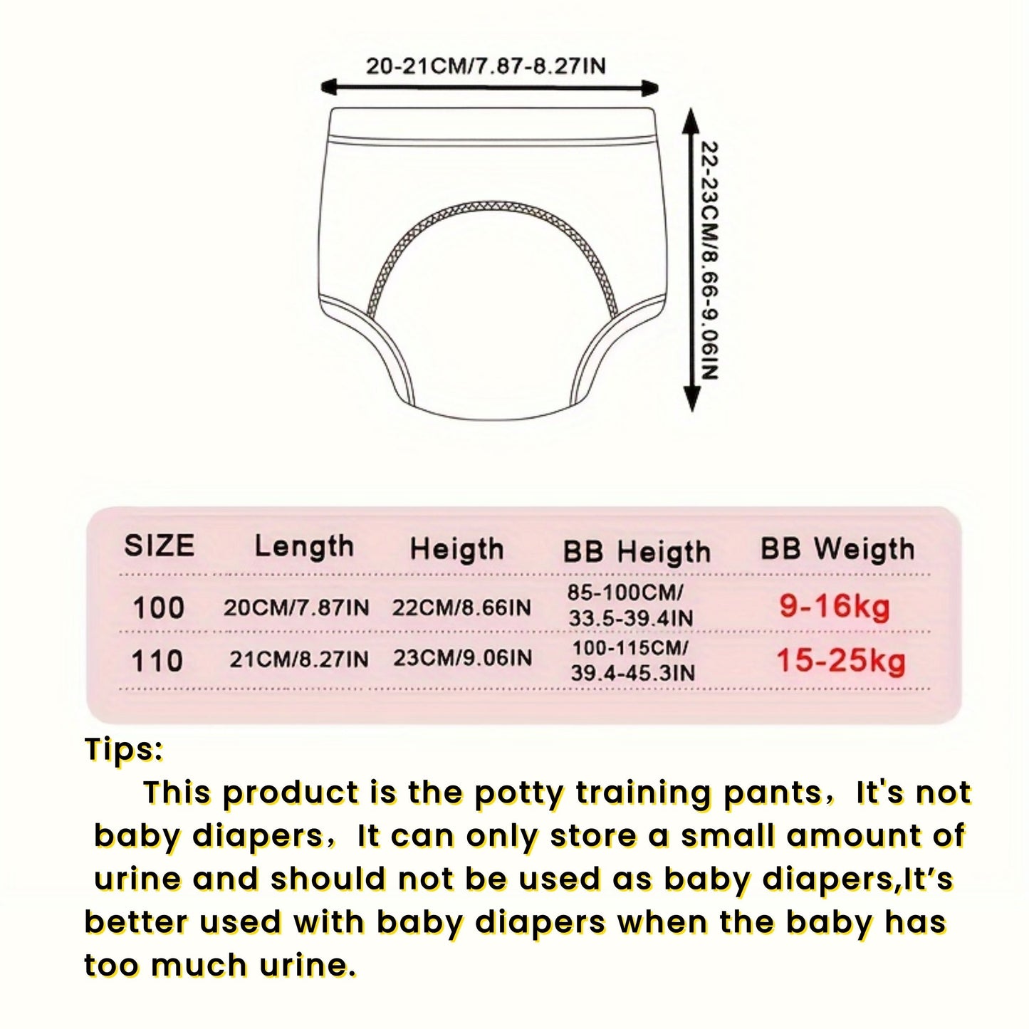 Soft and breathable polyester training pants set of 3 - Comfortable, washable underwear for potty training in a variety of colors: White, pink, purple, green, blue, yellow