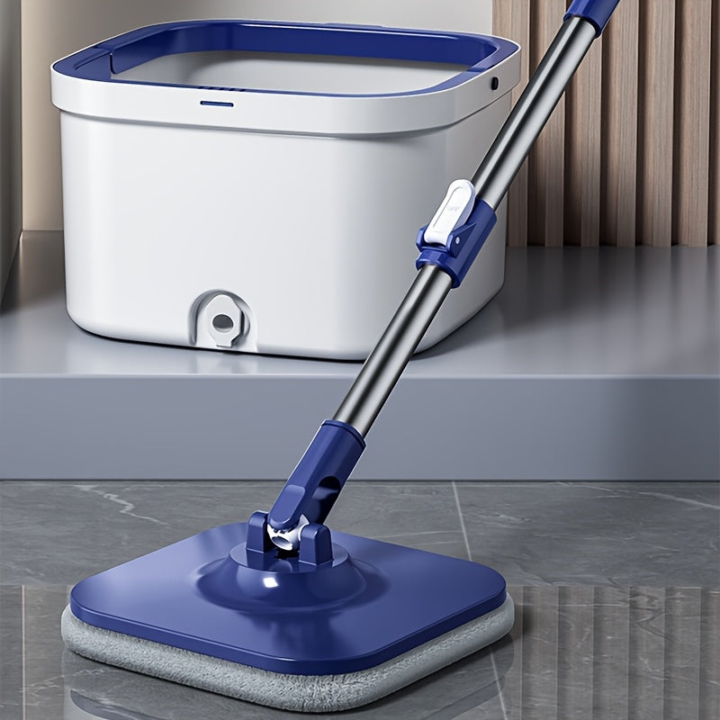 Introducing the all-new Sewage Separation Mop with Rotating Head and Bucket. This set includes three fiber cloth heads, making cleaning a breeze. Say goodbye to dust, hair, and sewage with this handy rotating mop - a must-have tool for all cleaning