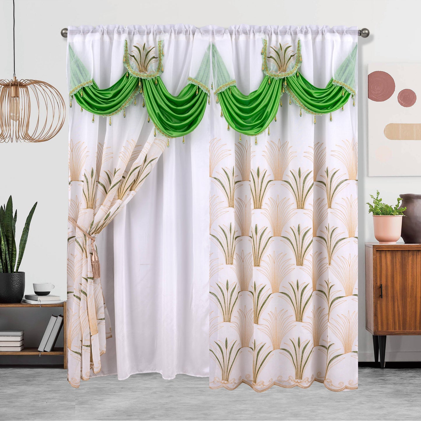 One piece of embroidered double-layer curtain, perfect for enhancing home décor, suitable for living room or bedroom, measuring 132.08 x 213.36 cm.