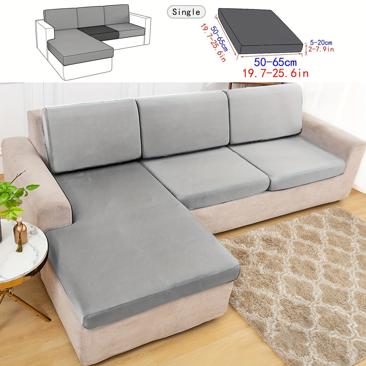 Durable sofa cover in solid color, suitable for pets, dustproof, and machine washable for living room, bedroom, and dining area.