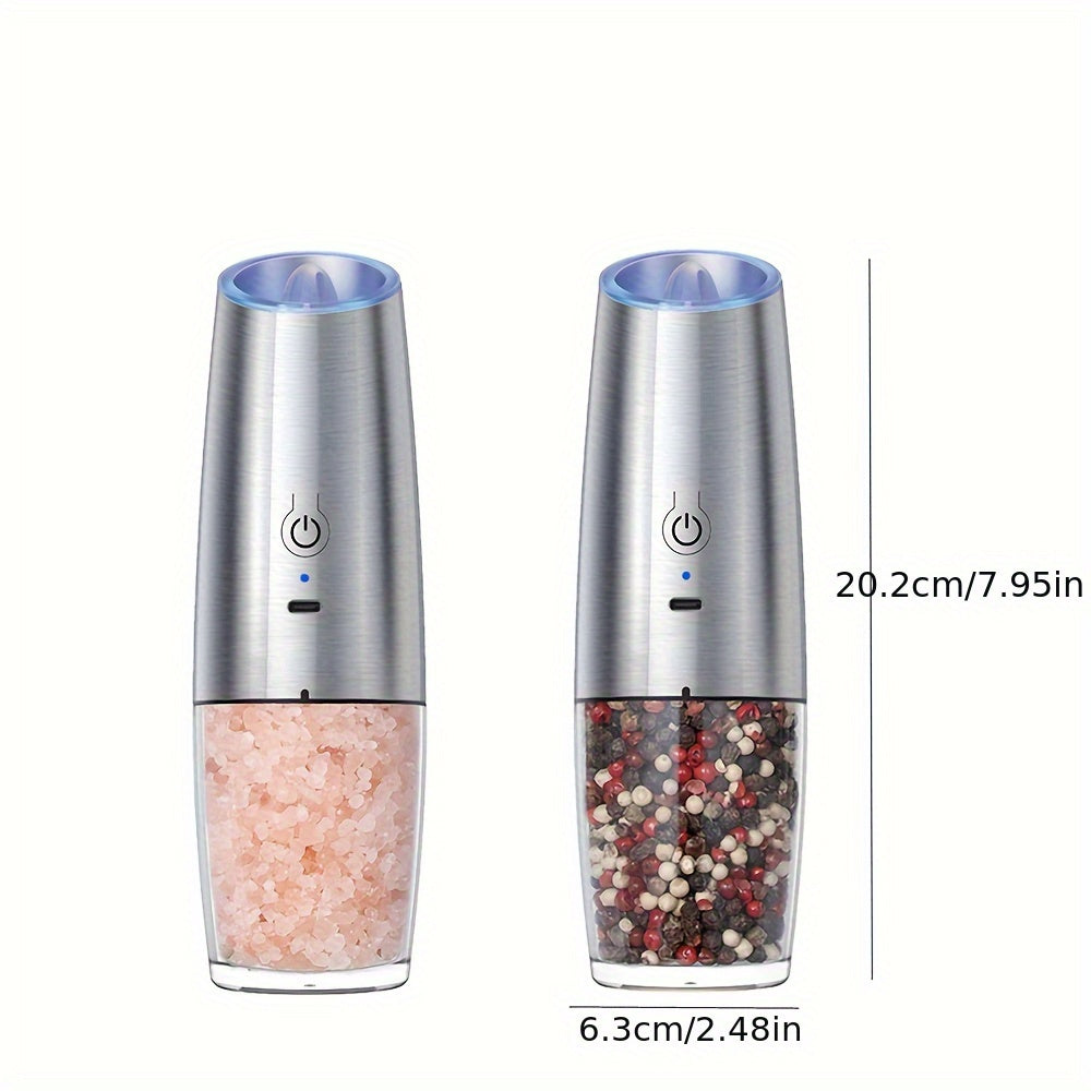 Rechargeable Electric Gravity Pepper Grinder with Stainless Steel Grinding for Salt and Spices