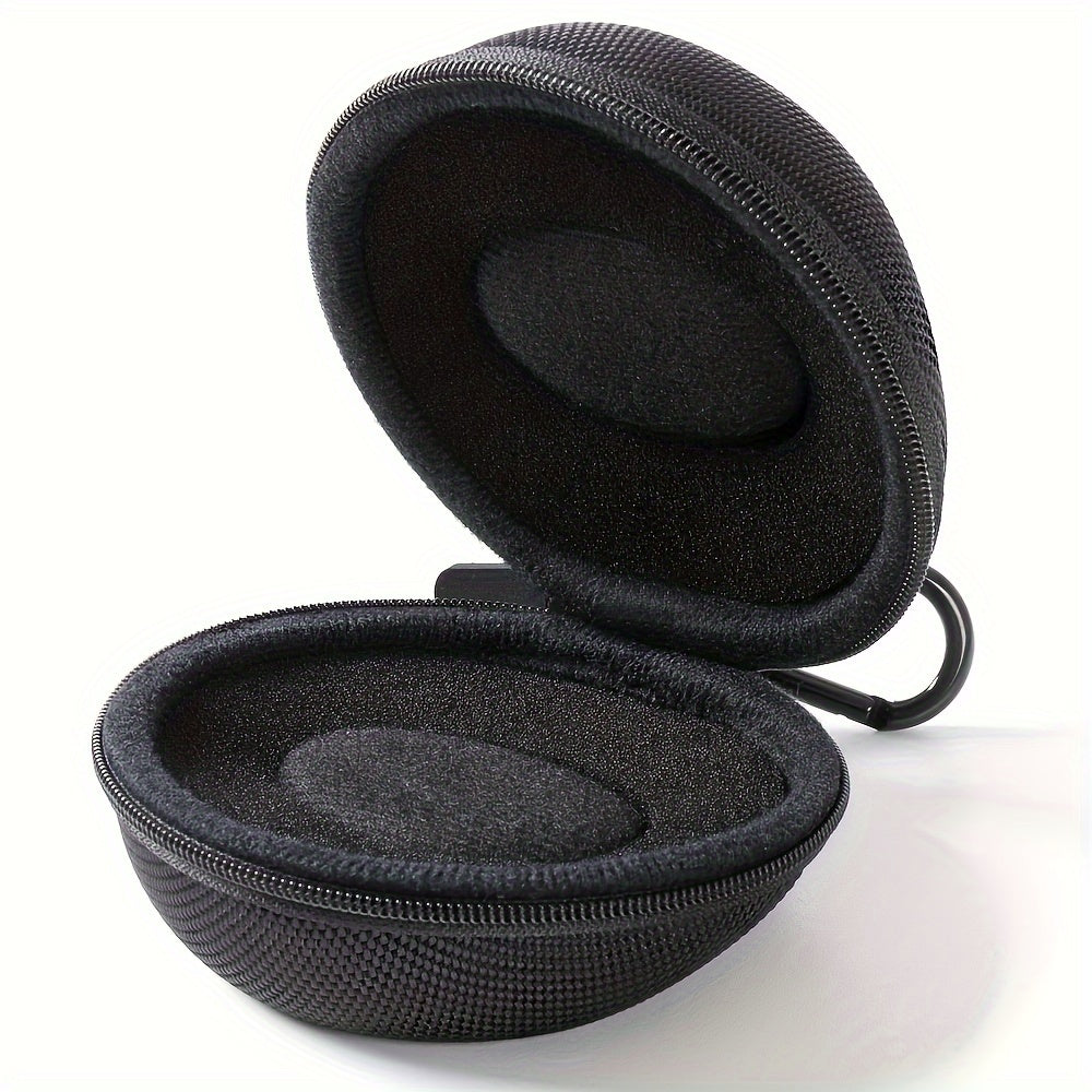 Black Round Mansike Portable Watch Case made of Polyester Fiber material with Fabric Lining, ideal for storing watches, accessories, and chargers.