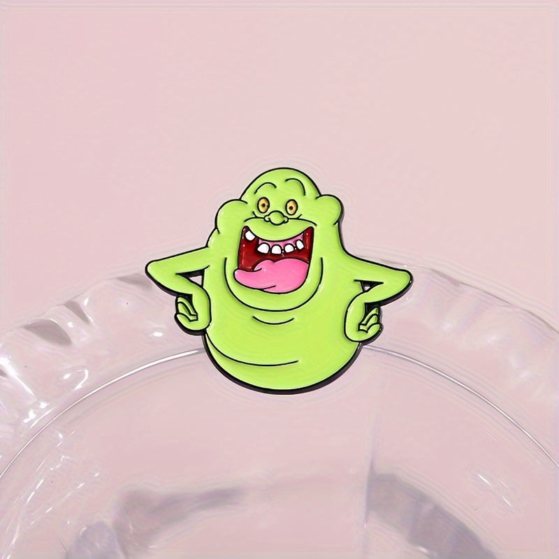 Set of 4 Cartoon Badges featuring Adorable Green Monsters - Made of Alloy, Cute Cartoon Design, Animal-Shaped Jewelry Brooches for Fashionable Friends and Family. Perfect for Holiday Clothing Accessories.