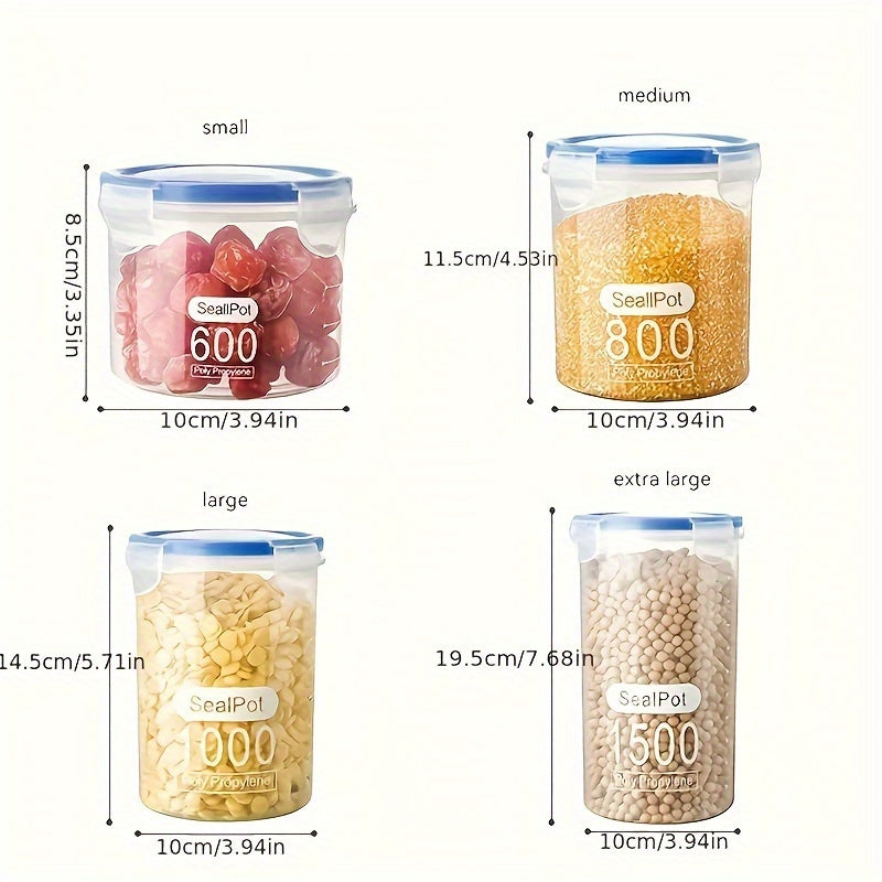 Set of SealPot Food Storage Containers - Leakproof Plastic Canisters with Airtight Clip-On Lids, Washable Kitchen Organizers for Pantry & Fridge, Multipurpose Reusable Transparent Seal Jars in Various Sizes