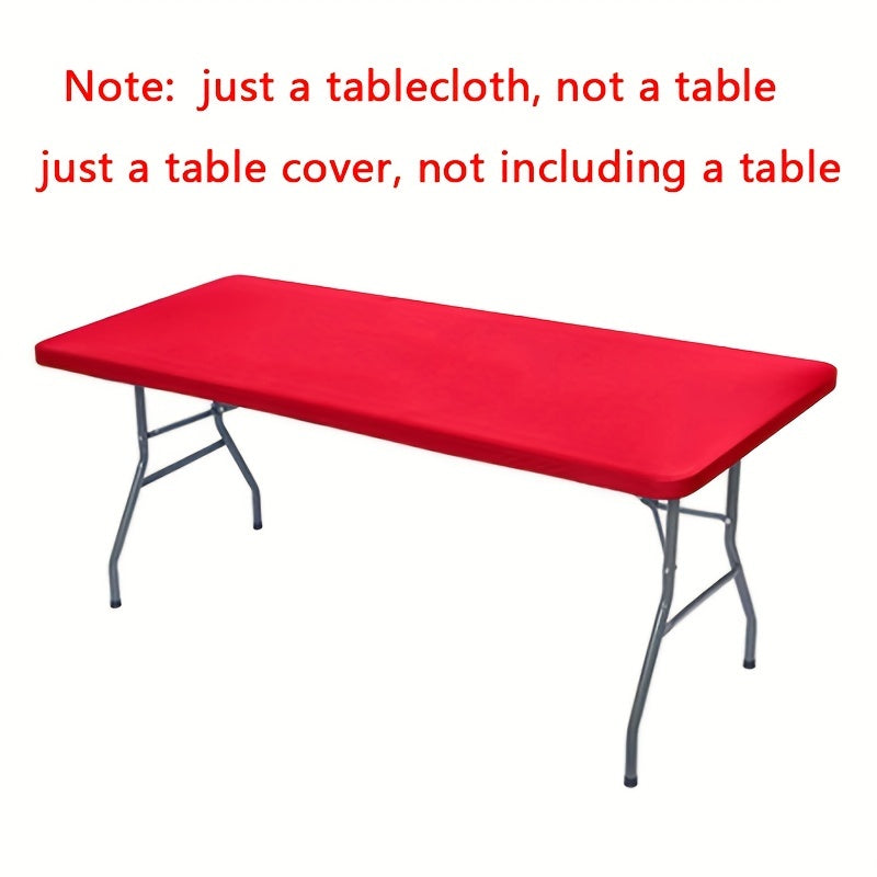 1pc Spandex rectangular polyester tablecloth - Waterproof, machine washable, ideal for buffet table, holiday dinner, wedding, trade show, and home supplies.