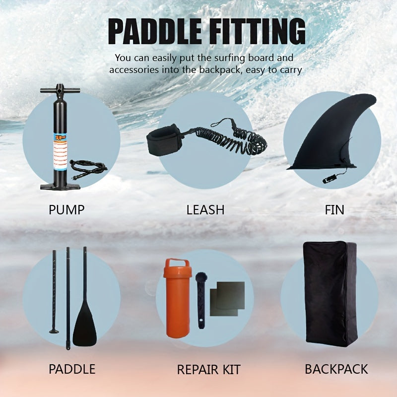 Durable PVC paddle board ideal for water sports like surfing and SUP, perfect for outdoor activities.