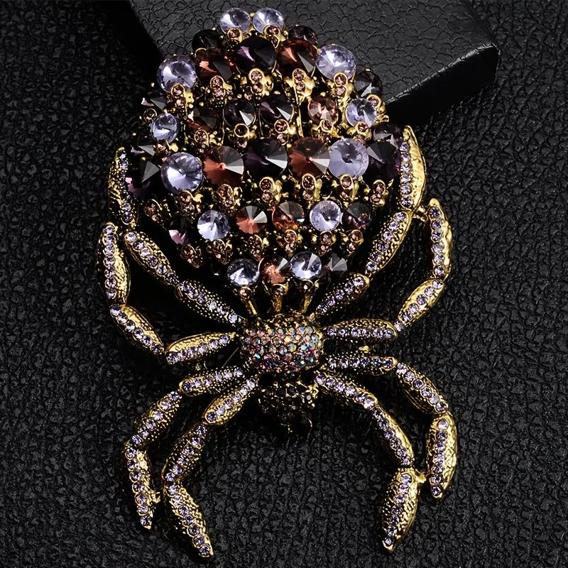 Elegant and Unique Rhinestone Spider Brooch - A Stylish Novelty Accessory for Women, Ideal for Special Occasions like Parties and Proms