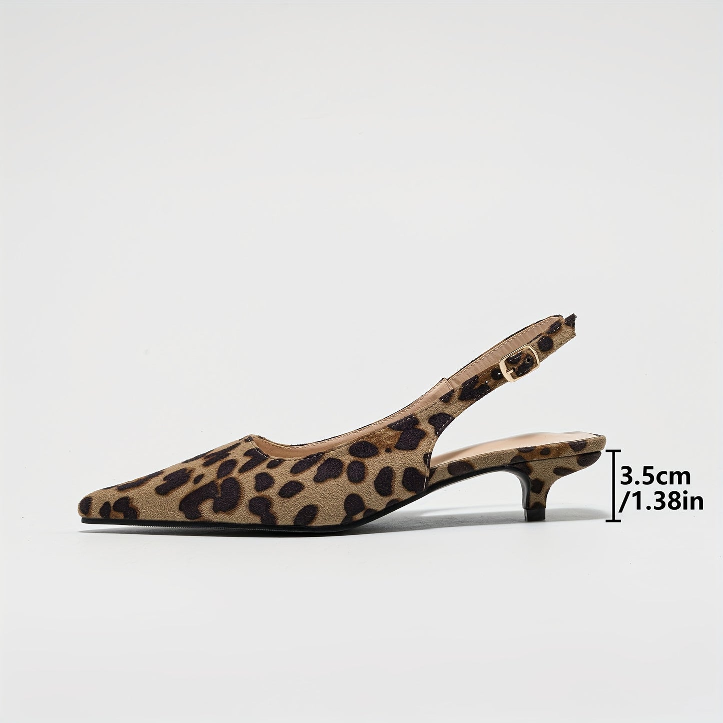 Leopard print pointed-toe mules with low chunky heel, perfect for casual or dressy outfits in summer.