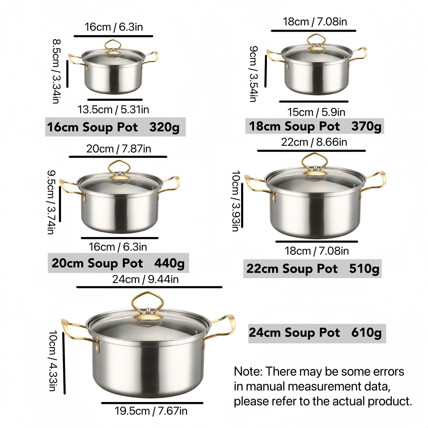 Durable 10-Piece Stainless Steel Cookware Set featuring Glass Lids and Double Handles in a Beautiful Golden Finish - Ideal for Home, Dorm, Camping, and Cooking Soups & Stews. This Kitchenware Set is Dishwasher Safe and compatible with all Stovetops.