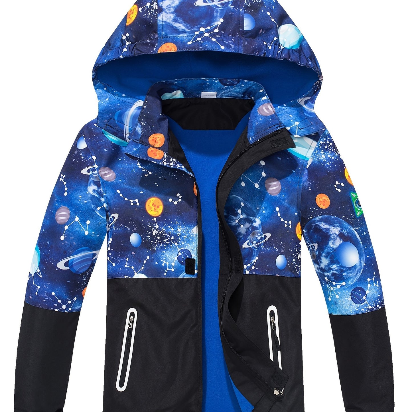 Kids Boys Starsky Rain Jacket with Removable Hood and Fleece Lining