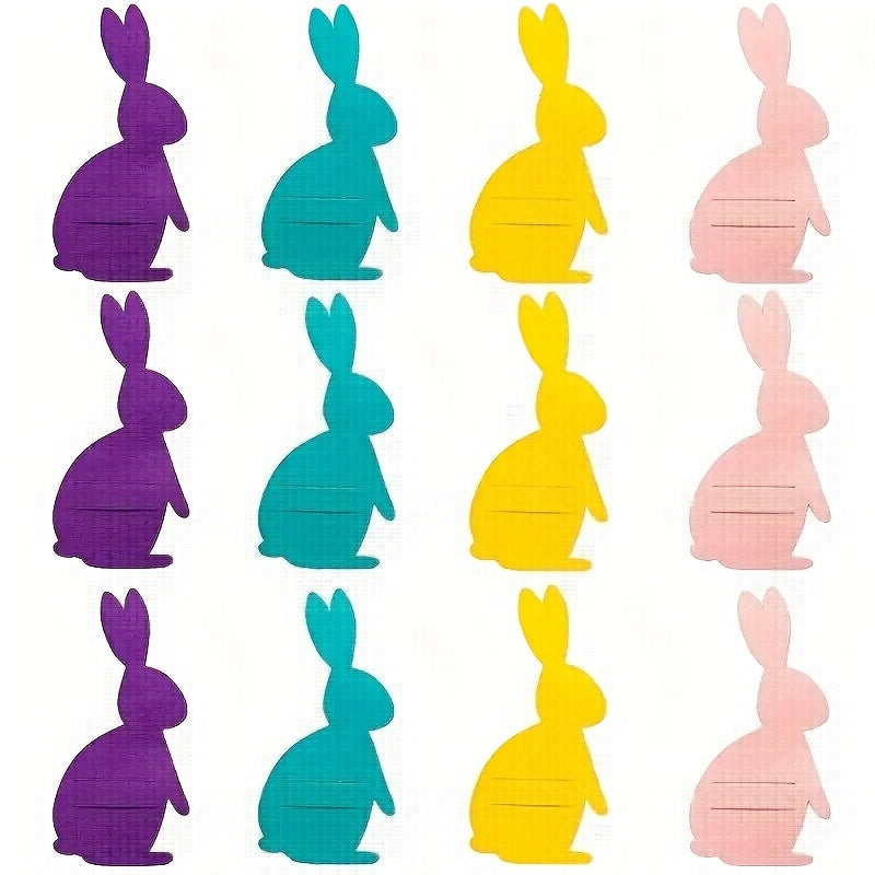 12 Easter Rabbit felt storage bags for tableware and placemats, perfect for party or Christmas decorations.