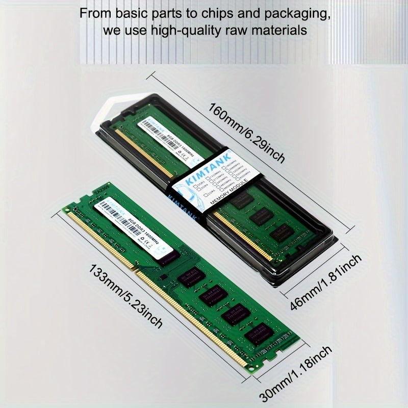 Kimtank Memory Ram DDR3 8G 1600MHz for Unbuffered Desktop Computer