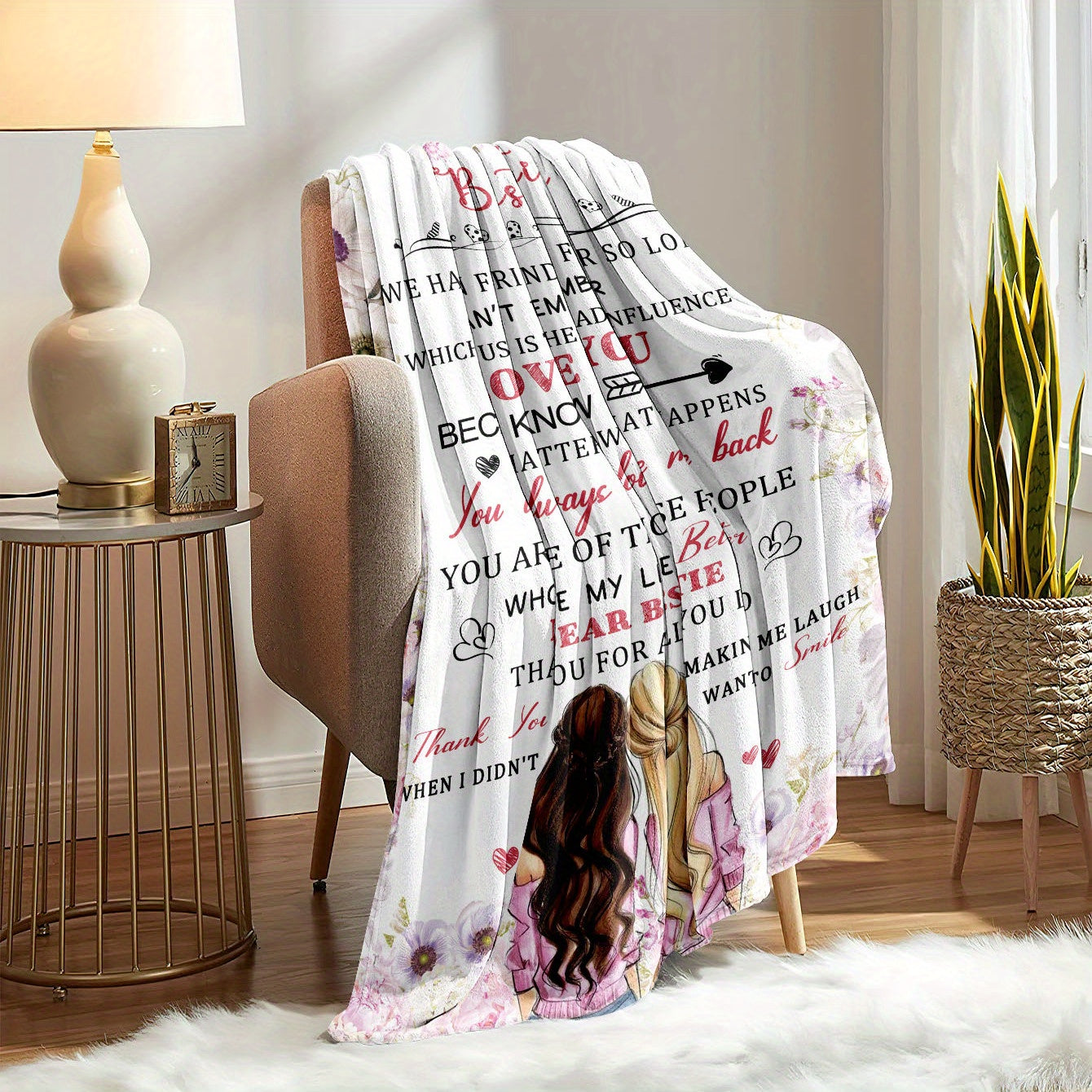 Flannel Blanket with Printed Envelope Design - Perfect Gift for My Bestie! Versatile, Warm, and Cozy Throw Blanket for All Seasons. Ideal for Couch, Bed, Sofa, Office, Camping, or Travel. Adds a Touch of Home Decor. Great Holiday Gift for Your Bestie!