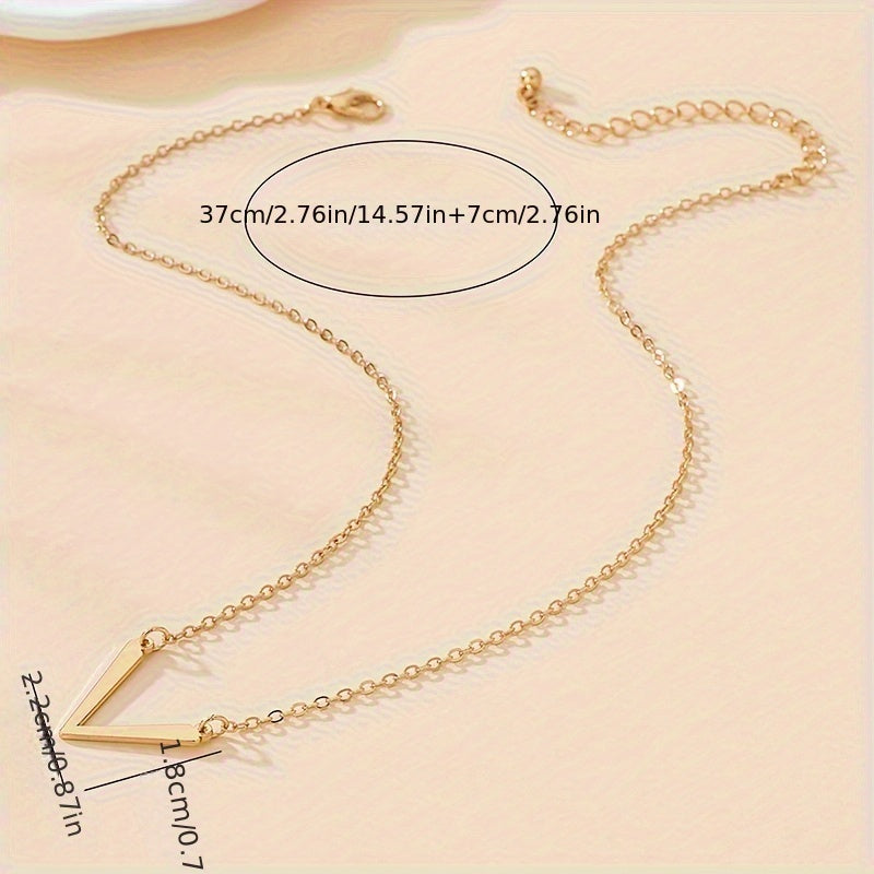 Chic geometric V-shaped pendant necklace for women's daily wear.