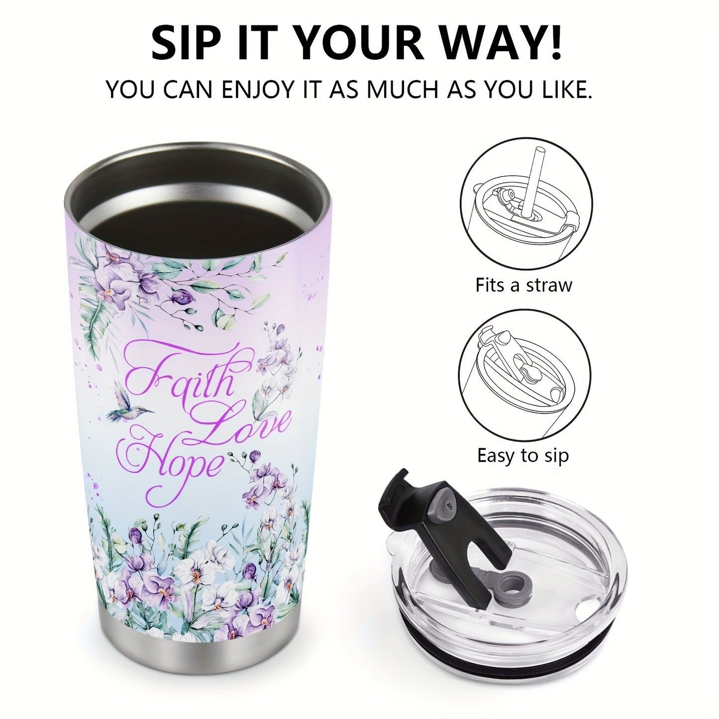 1pc Hummingbird Flower themed insulated coffee tumbler, ideal gift for Mother, Grandma, Mom, Sister, or Daughter on special occasions like birthdays or Valentine's Day.