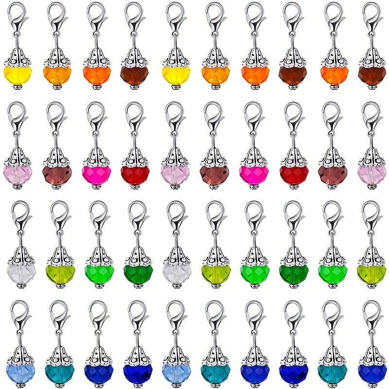 Crystal Keychain Pendant Set with 40 Pieces, Perfect for Bags, Necklaces, and Key Rings