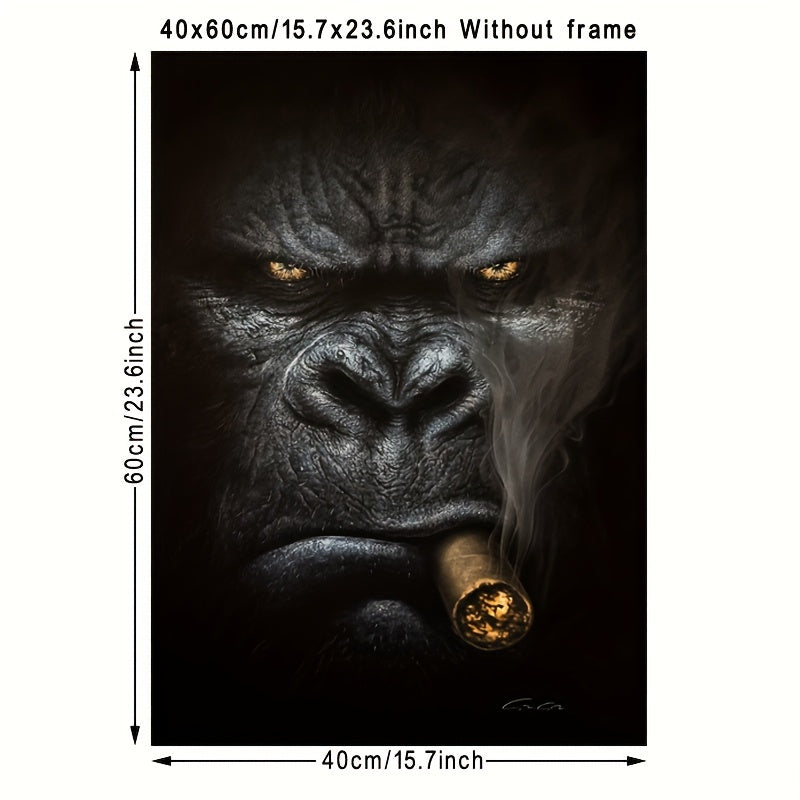 1pc Frameless Gorilla Smoking Canvas Wall Painting for Home Decor, No Frame