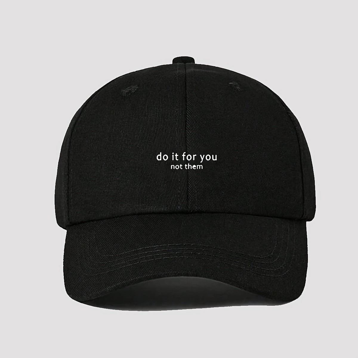 Minimalist letter print baseball cap made of breathable polyester for couples.