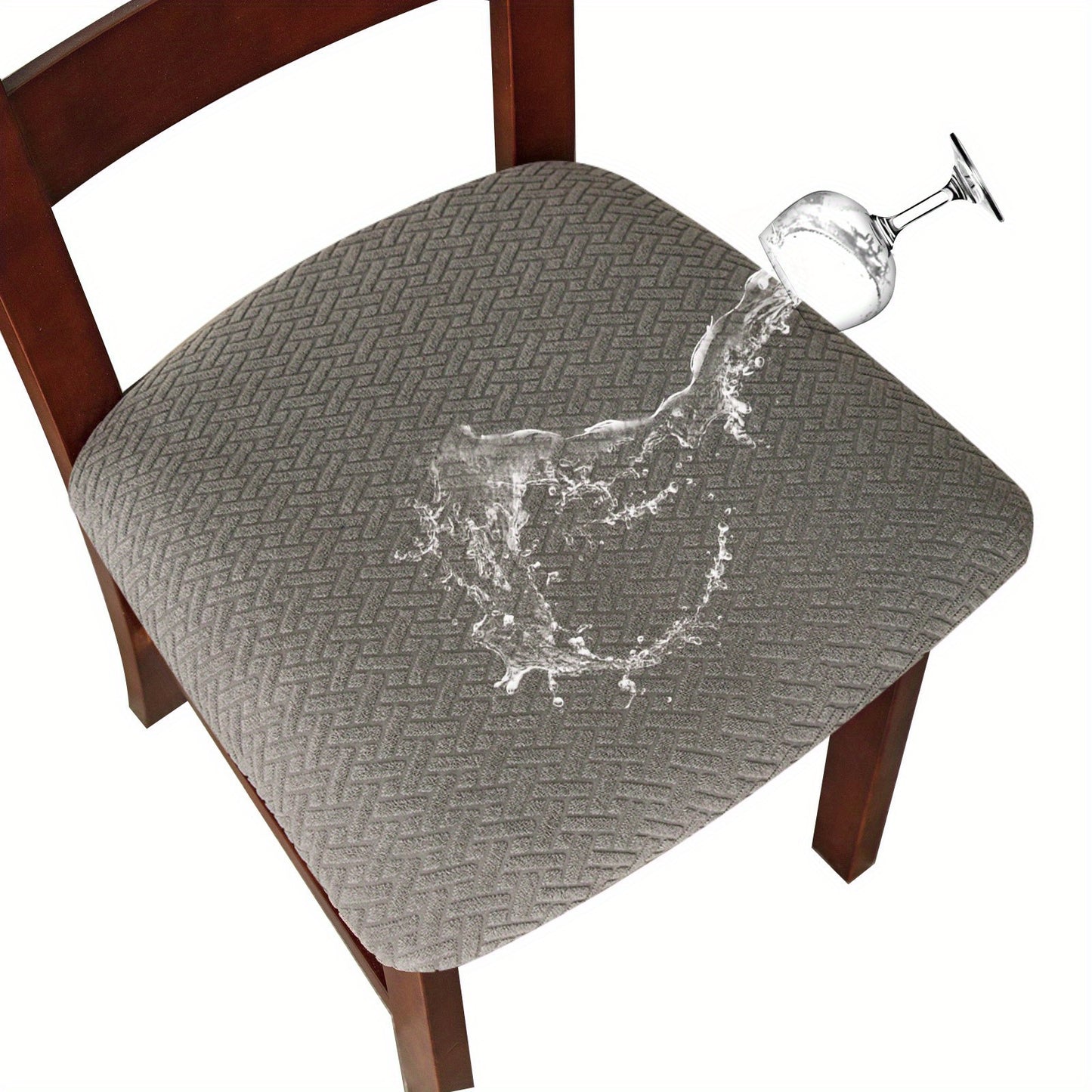 Waterproof restaurant chair covers in grid velvet jacquard style, suitable for protecting kitchen chairs from pets. Detachable, washable, and ideal for home decor.