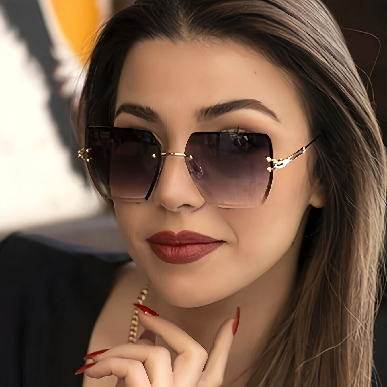 Stylish and comfortable rimless glasses with gradient lenses for women - perfect for parties and everyday wear.