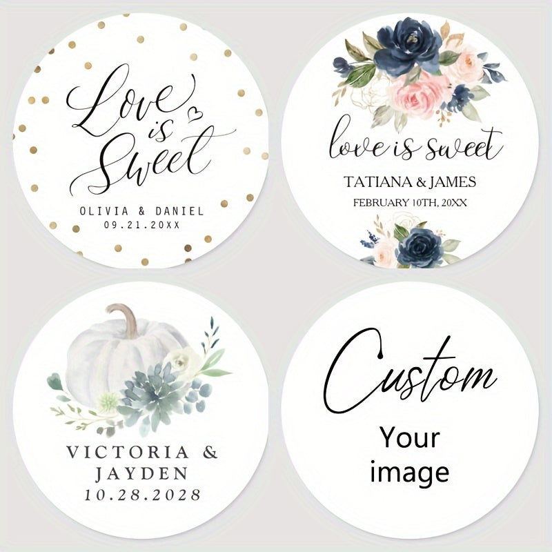 Personalized Round Labels for Bridal Showers - Custom Thank You Stickers with Name & Date, Matte Finish on Recyclable Paper