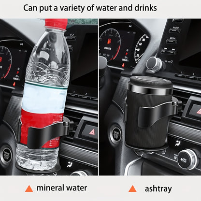 Adjustable PVC car cup holder with 1kg weight capacity and sponge pad, suitable for water bottles and cans. Portable beverage rack for vehicle interior.