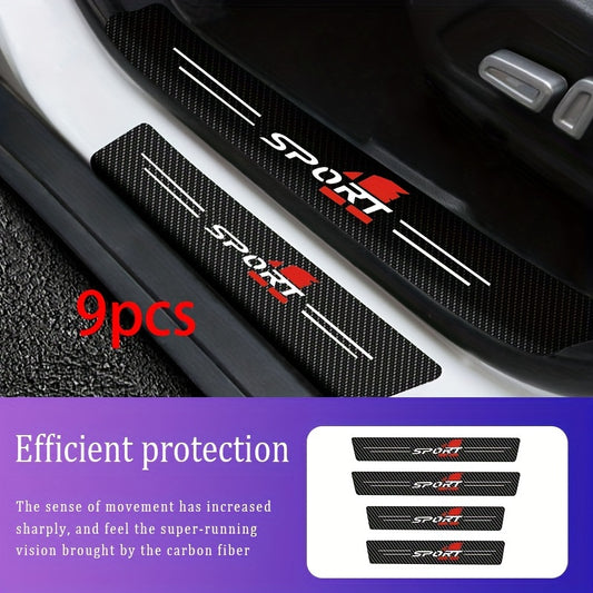 9pcs Carbon Fiber Car Door Sill Guards for All Vehicle Models