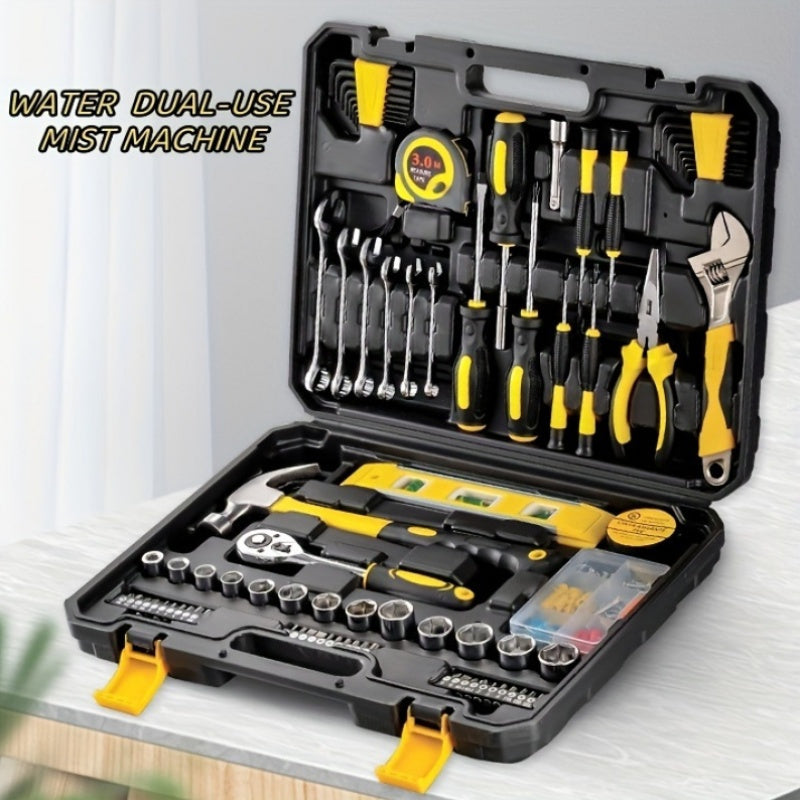 108-piece tool set for home and auto repairs, no electricity or batteries needed, made of carbon steel