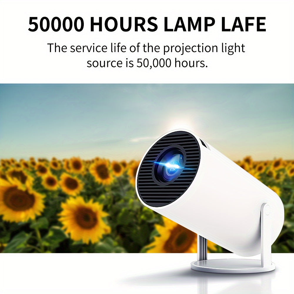 LynCast HY300 PRO Android Mini Projector with Dual WiFi6, 4K Decoding, 260ANSI, Automatic Correction, 180° Rotation, Portable for Outdoor Home Theater.