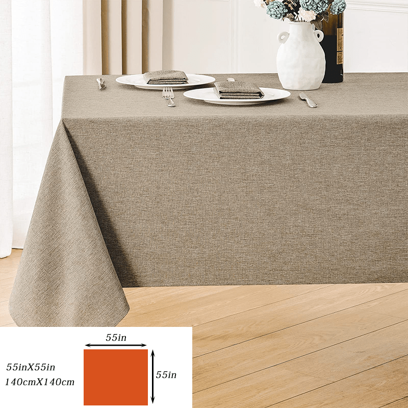 Polyester tablecloth with modern design, ideal for dining room décor.