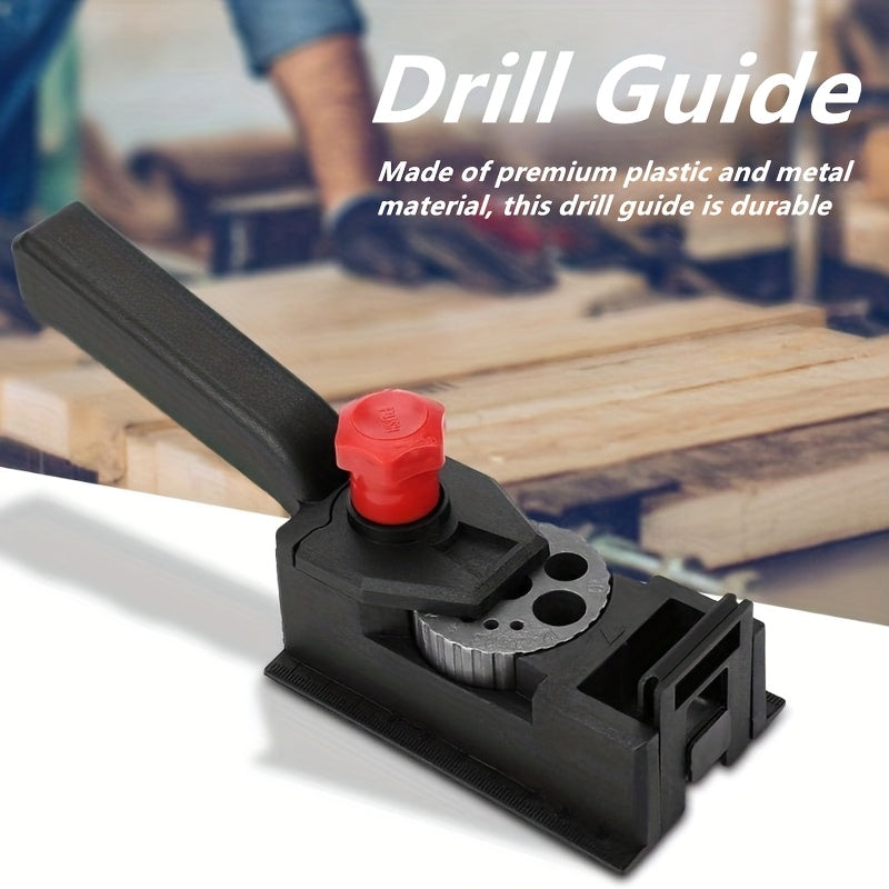 Handheld Doweling Jig Kit for Accurate Hole Drilling, Durable Plastic Construction.