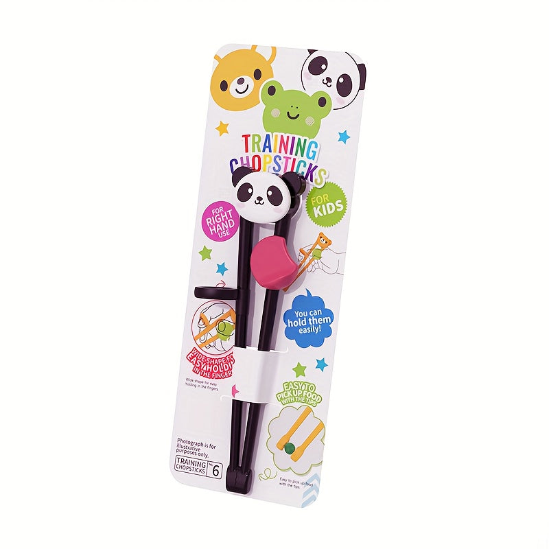 Training chopsticks featuring animals for beginners, in cute cartoon design, kawaii tableware.