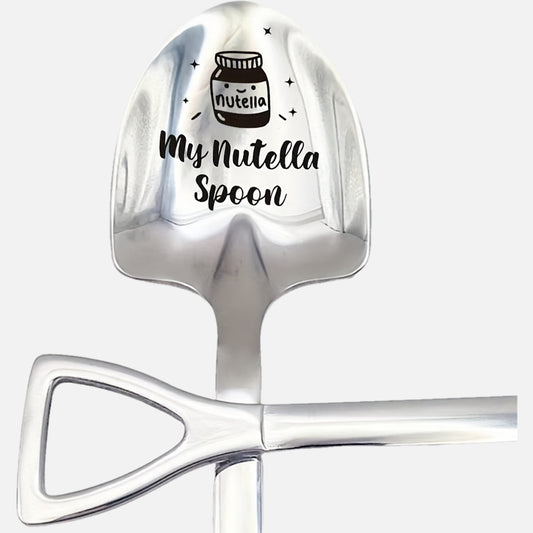 Nutella-themed stainless steel spoon for coffee, tea, and dessert, perfect gift for loved ones.