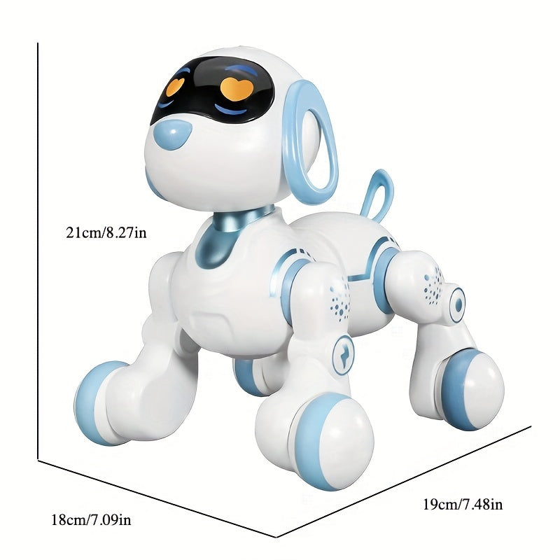 GRAXGROW Smart Robot Dog - Interactive RC Toy with Infrared Remote, Programmable Stunts and Music, USB Rechargeable, Blue and White, Durable ABS, Ideal for Kids 3+ | Engaging Early Learning