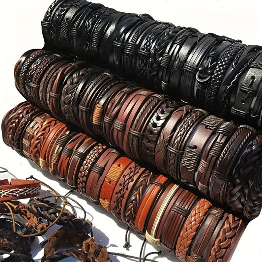 Vintage style wristband made of faux leather in 10 different colors, perfect for adding to your fashion party jewelry collection or giving as a thoughtful gift for men.