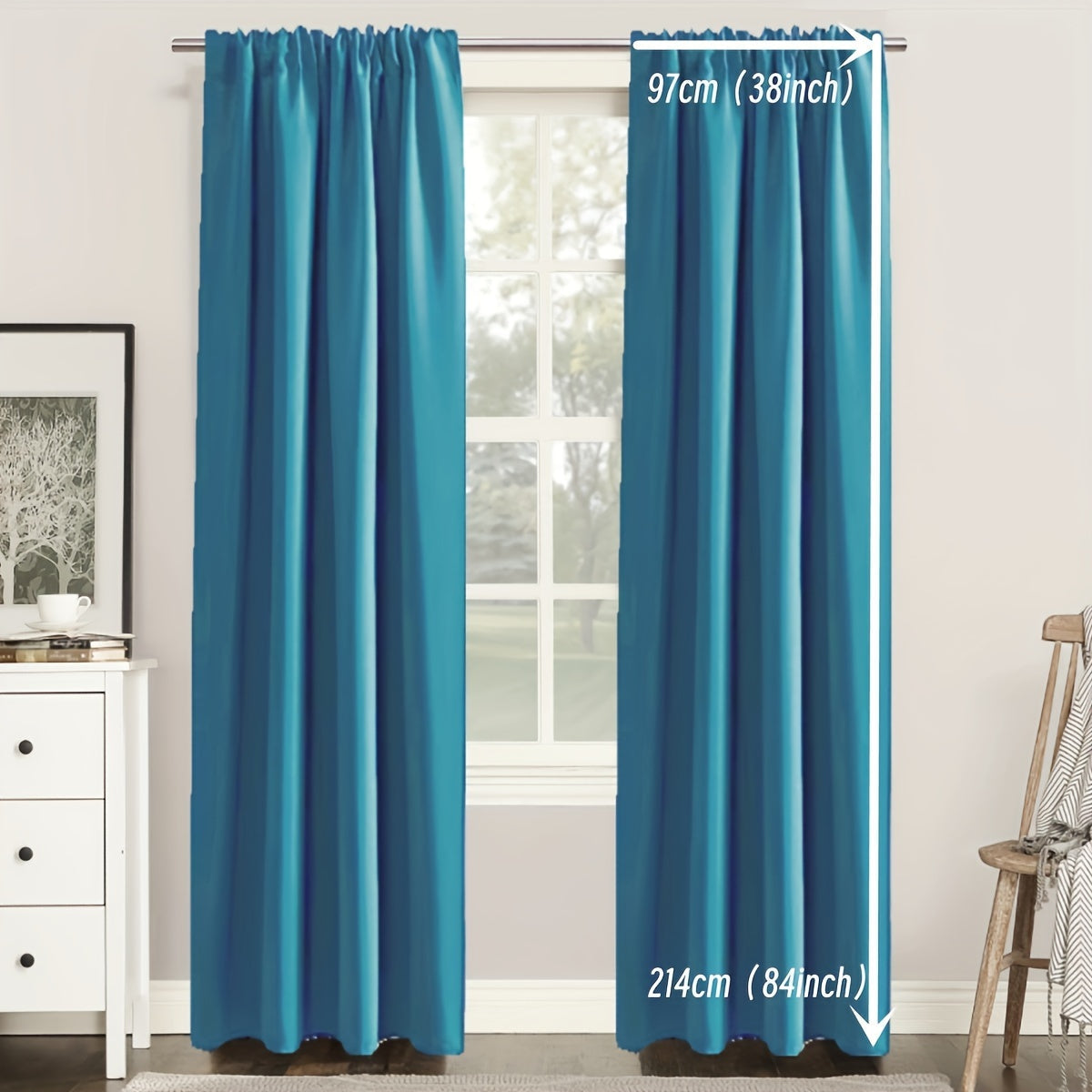 1PC Insulated Rod Pocket Bedroom Blackout Curtains for Room Darkening and Noise Reduction