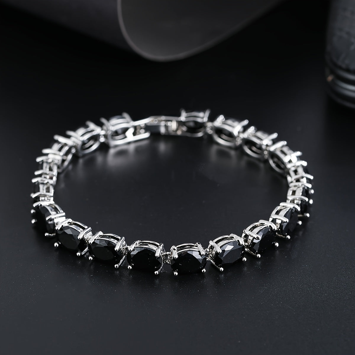 Elegant Zirconia Tennis Bracelet with Unique Egg-shaped Design for a Touch of Timeless Luxury