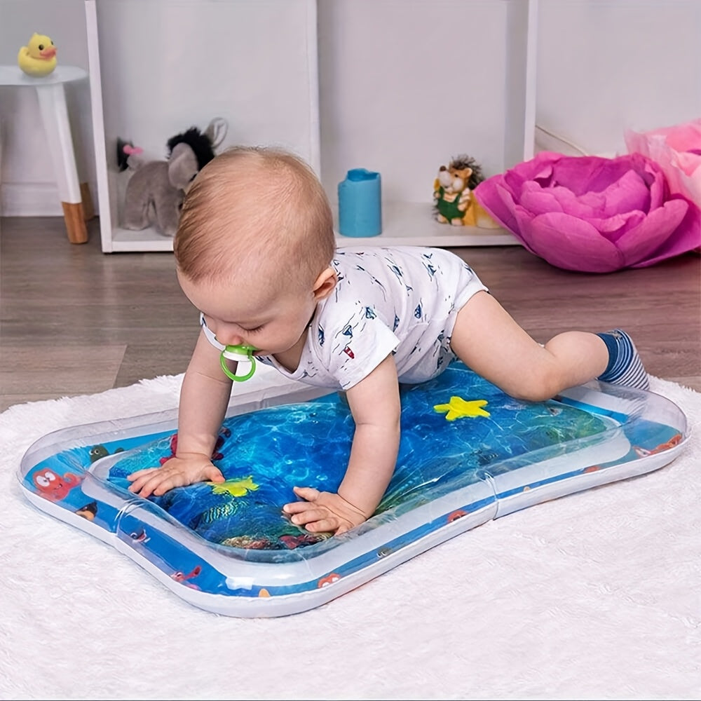 Inflatable water pad puzzle game featuring marine life designs and underwater world patterns.